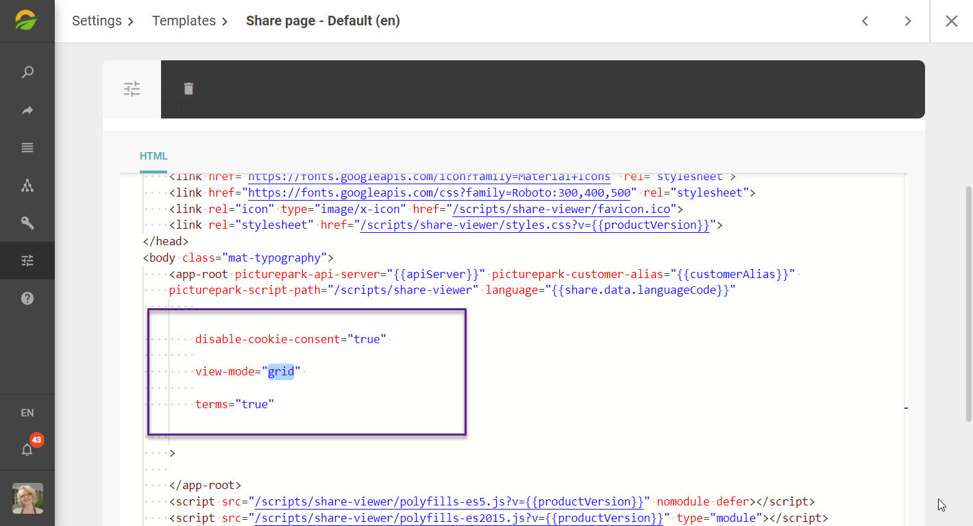 Share Page Customization
